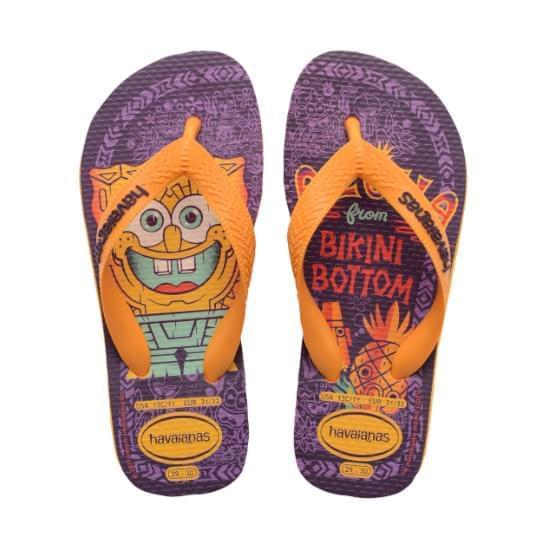 Imagem de Sandalias havaianas infantil kids top spongebob laranja citrus 41/42