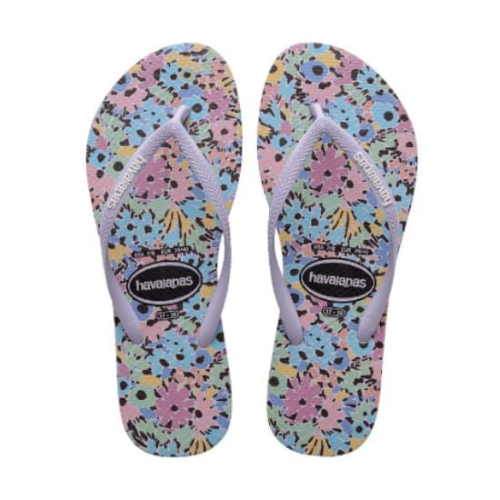 Imagem de Sandalia havaiana feminina slim floral romantic lilas calmo 33/34