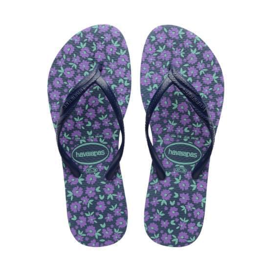 Imagem de Sandalia havaiana feminina fantasia romantica azul indigo/marinho 41/42