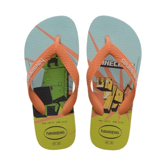 Imagem de Sandalias havaianas infantil kids minecraft branco/coral 39/40