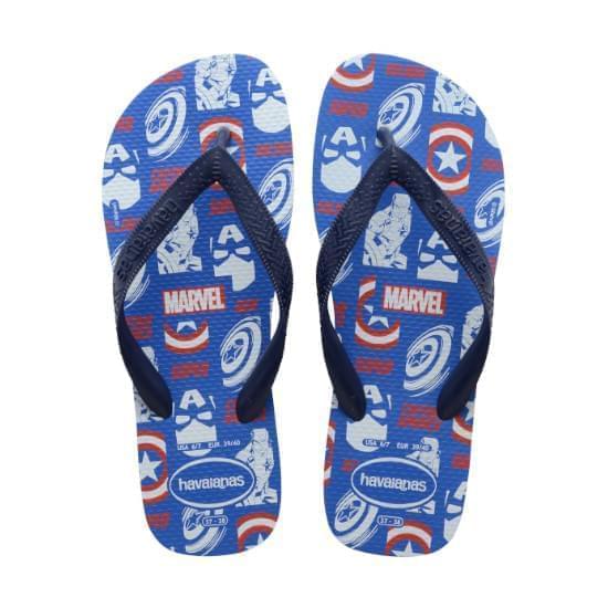 Imagem de Sandália havaianas masculina top marvel logomania azul estrela 45/46