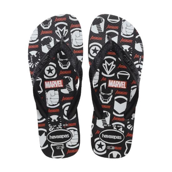 Imagem de Sandália havaianas masculina top marvel logomania preto 45/46