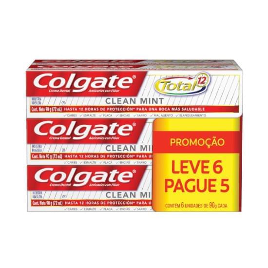 Imagem de Pack creme dental clean mint colgate total-12 90g | leve 6 pague 5 unidades