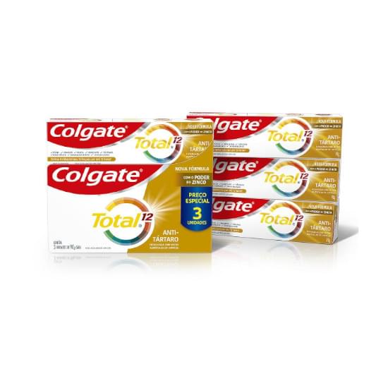 Imagem de Creme dental colgate total 12 anti tartaro com 3 unidades de 90g