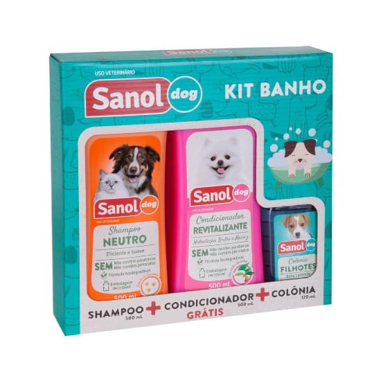 Imagem de Sanoldog kit banho shampoo 500ml + condicionador 500 ml + colonia 120ml