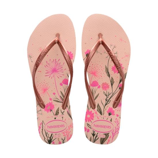 Imagem de Sandália havaianas feminina slim organic rosa ballet/ dourado blush/ rosa 37/38