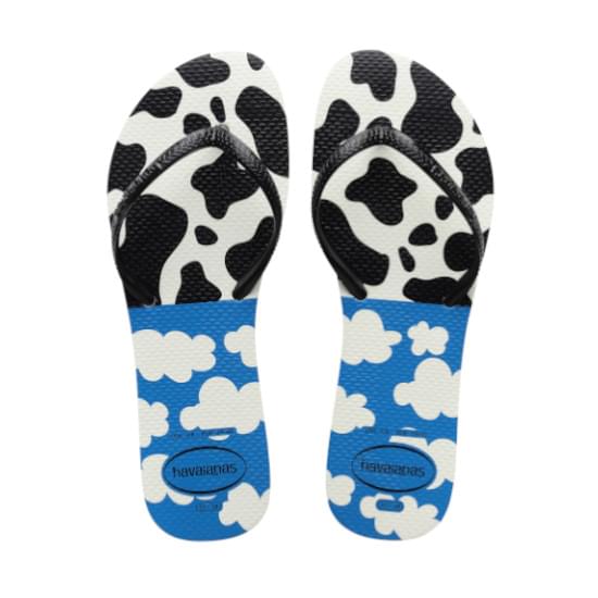 Imagem de Sandália havaiana feminina flat mix branco/preto/azul 39/40