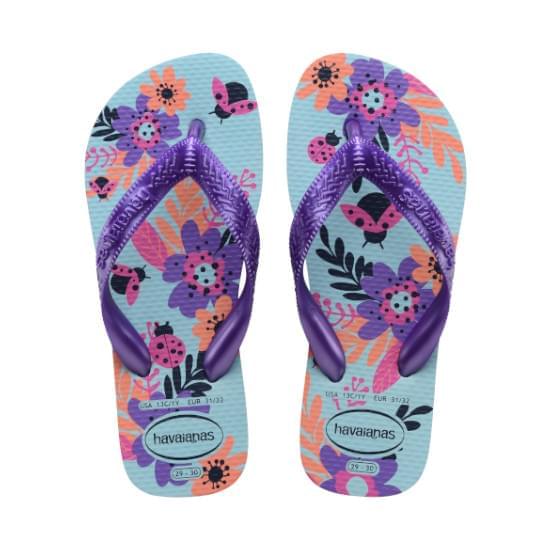 Imagem de Sandália havaianas infantil kids flores azul water 35/36