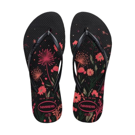 Imagem de Sandália havaianas feminina slim organic preto/rosa 33/34