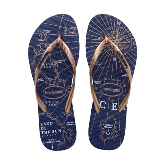 Imagem de Sandália havaianas feminina slim nautical marinho/rose gold/branco 37/38