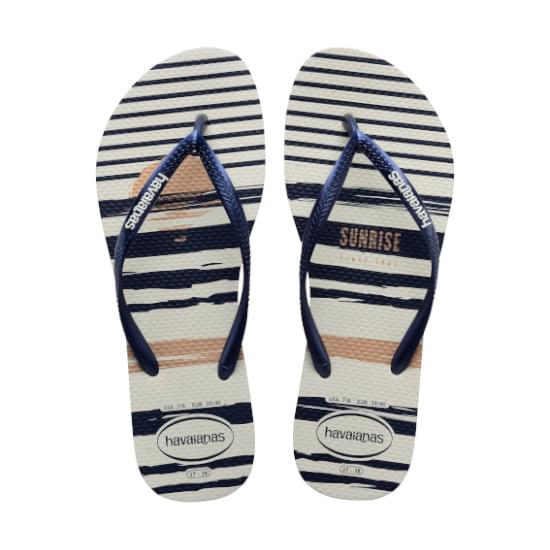 Imagem de Sandália havaianas feminina slim nautical branco/marinho/branco 35/36