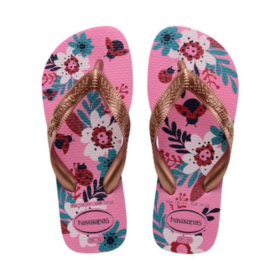 Imagem de Sandália havaianas infantil kids flores pink lemonade 25/26