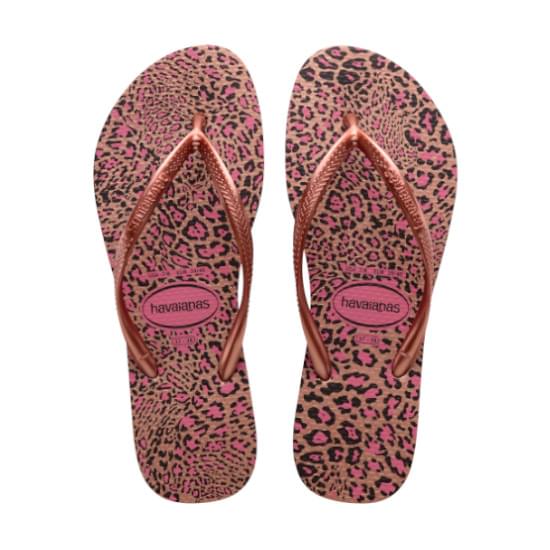 Imagem de Sandádalia havaiana femenino slim animals rosa crocus/dourado blush 33/34