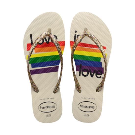 Imagem de Sandália havaianas unissex slim pride ii bege palha 41/42