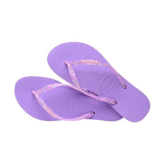 Imagem de Sandálias havaianas feminina slim logo metallic roxo prisma 33/34