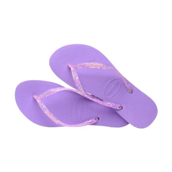 Imagem de Sandálias havaianas feminina slim logo metallic roxo prisma 37/38