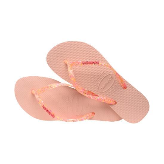 Imagem de Sandálias havaianas feminina slim logo metallic rosa/rosa 35/36