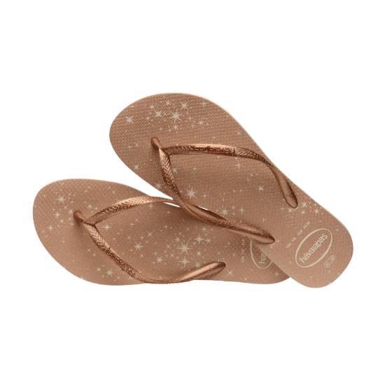 Imagem de Sandalia havaiana feminina slim gloss bege palha 23/24