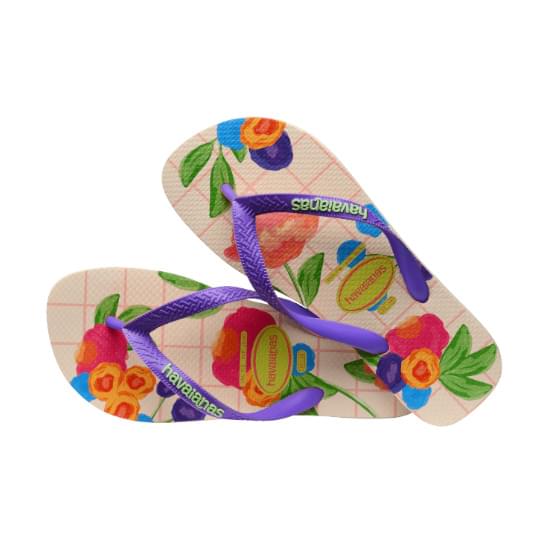 Imagem de Sandália havaianas faminina top floral fresh bege palha 33/34