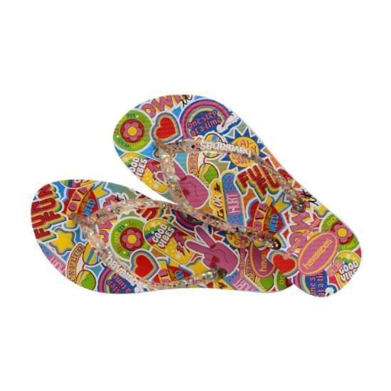 Imagem de Sandália havaianas kids slim fashion branco/branco 23/24