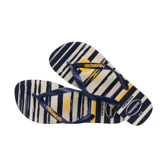 Imagem de Sandalia havaiana masculino top nautical bege palha/marinho 45/46