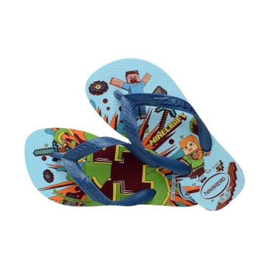 Imagem de Sandalia havaianas infantil kids minecraft branco/azul comfy 23/24