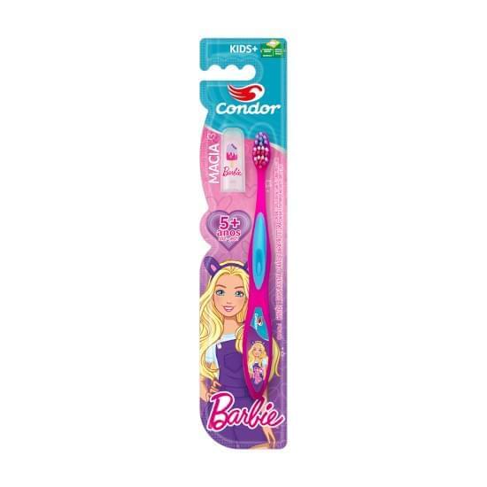 Imagem de Escova dental macia e suave barbie condor kids+ cabeça p grátis capa protetora