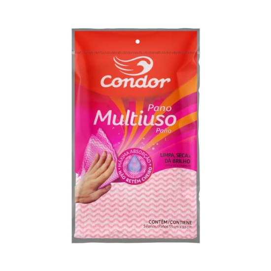 Imagem de Pano multiuso condor 55x33 cm, alta absorção e não retém cheiros ref. 1673 | com 5 unidades