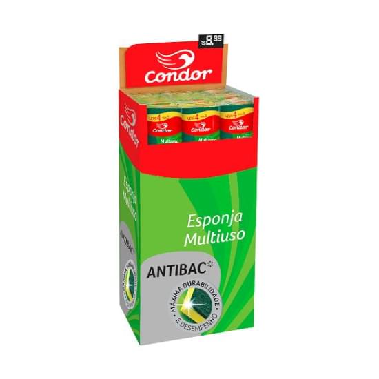 Imagem de Esponja multiuso condor antibac, com expositor papelão ref. 1534 leve 4 pague 3 unidades | com 160 unidades