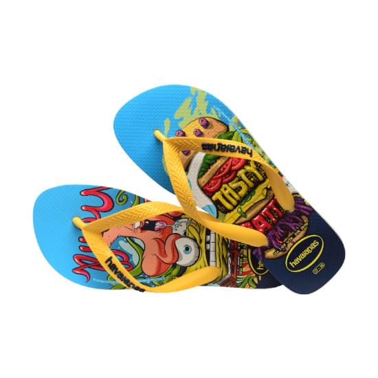 Imagem de Sandálias havaianas masculina top spongebob branco 37/38