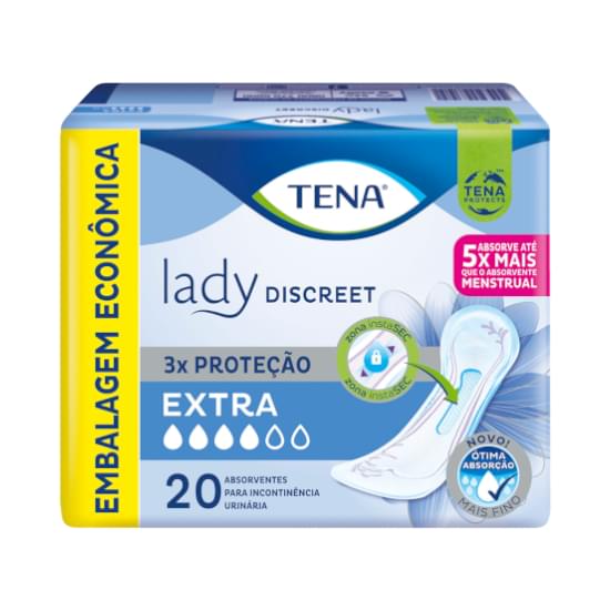 Imagem de Absorvente para incontinência urinária tena lady discreet extra 20 unidades