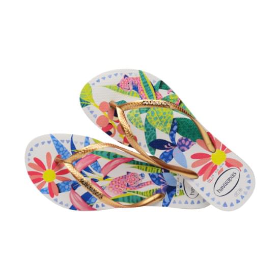 Imagem de Sandália havaianas feminina slim tropical branco/azul 35/36