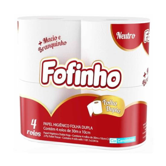 Imagem de Papel higiênico fofinho folha dupla neutro 30m | pacote com 4 unidades