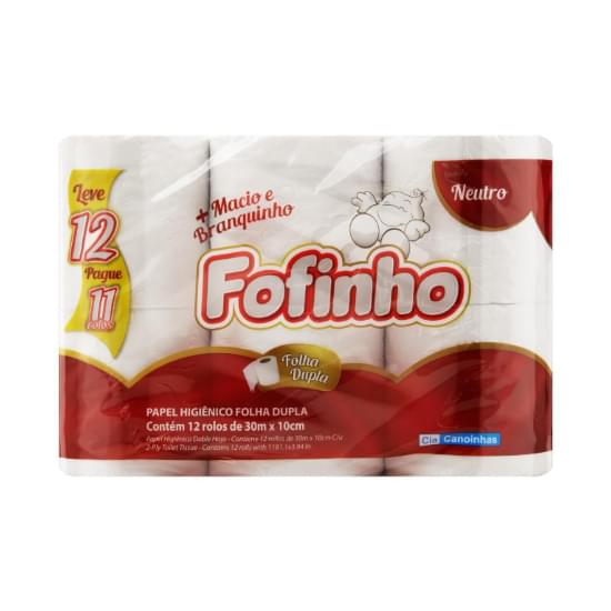 Imagem de Papel higiênico fofinho folha dupla neutro 30m | pacote com 12 unidades