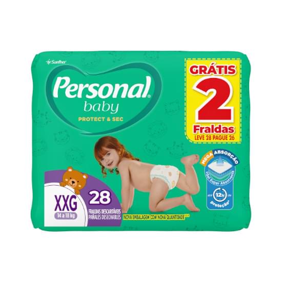 Imagem de Fralda infantil personal baby protect & sec mega tamanho xxg | leve 28 pague 26 unidades