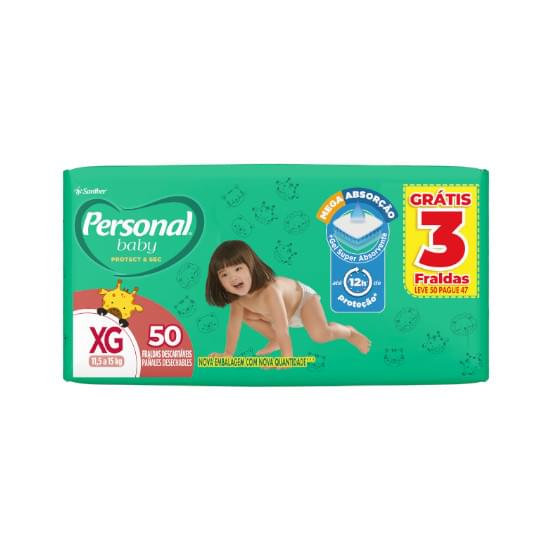 Imagem de Fralda infantil personal baby protect & sec hiper tamanho xg | leve 50 pague 47 unidades