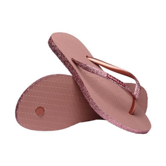 Imagem de Sandália havaianas feminina slim sparkle ii rosa crocus/dourado blush 33/34