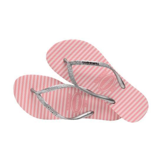 Imagem de Sandália havaianas feminina slim glitter stripes rosa ballet 33/34