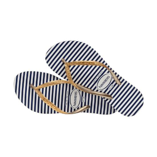 Imagem de Sandália havaianas feminina slim glitter stripes branco/areia 33/34