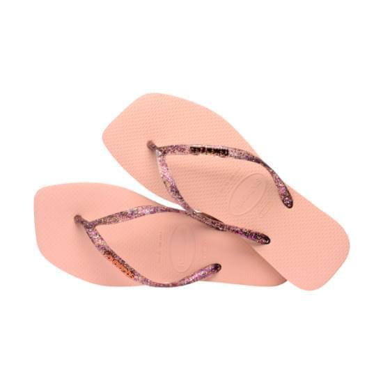 Imagem de Sandália havaianas feminina slim  square logo metallic rosa ballet 37/38