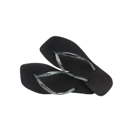 Imagem de Sandália havaianas feminina slim  square logo metallic preto 33/34