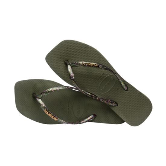 Imagem de Sandália havaianas feminina slim  square logo metallic musgo 35/36