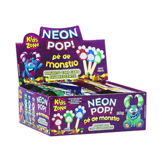 Imagem de Kids zone pirulito kids neon pop pe de monstro com 30 unidades