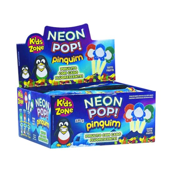 Imagem de Kids zone pirulito kids neon pop pinguim com 30 unidades