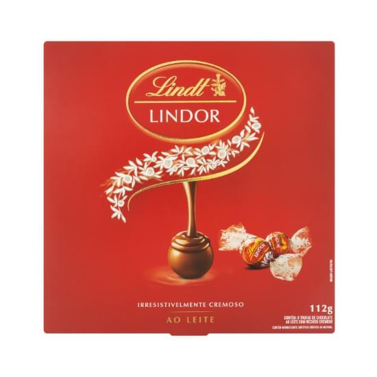 Imagem de Trufa de chocolate suíço ao leite com recheio cremoso lindt lindor caixa 112g 9 unidades