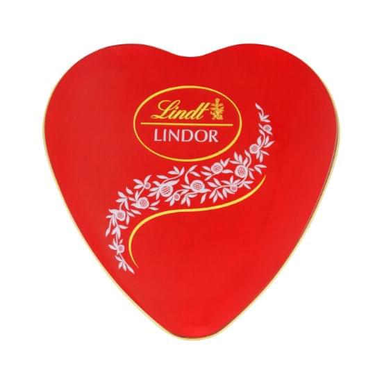 Imagem de Trufa de chocolate suíço ao leite com recheio cremoso coração lindt lindor lata 50g 4 unidades