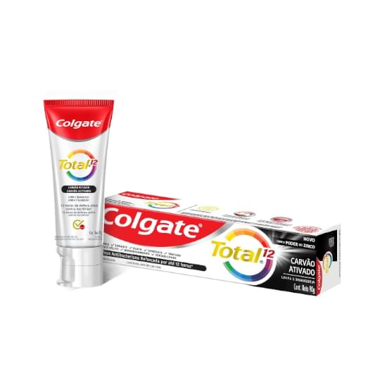 Imagem de Creme dental anticárie com flúor carvão ativado colgate total 12 caixa 90g