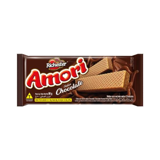 Imagem de Biscoito wafer recheio chocolate richester amori pacote 80g