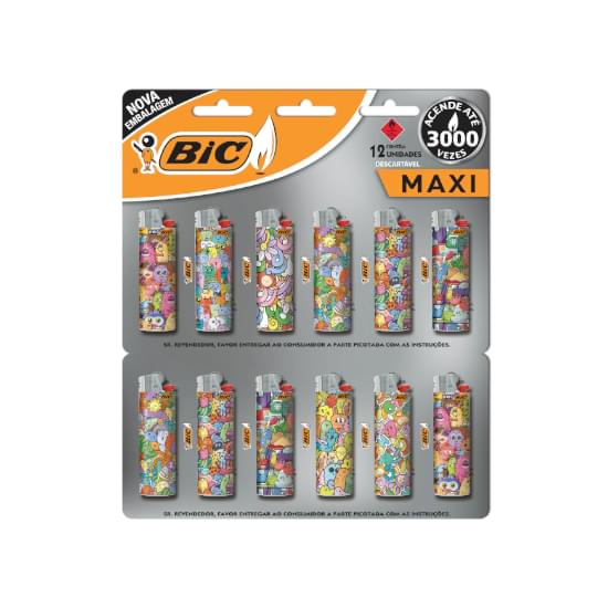 Imagem de Isqueiro bic maxi gamer cores sortidas | cartela com 12 unidades