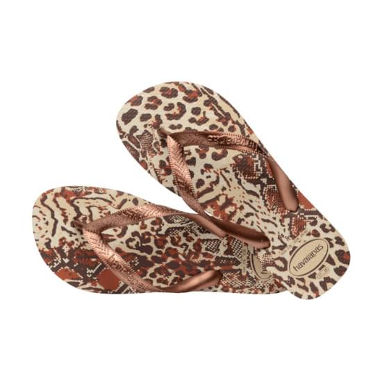 Imagem de Sandália havaianas feminina top animals areia/cobre metalico 33/34